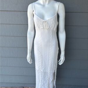 Backless White Maxi Dress with Tie Front